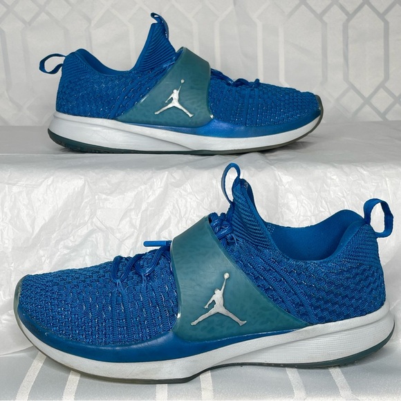 Jordan Trainer 2 Flyknit Military Blue Silver Training Sneakers Size 11